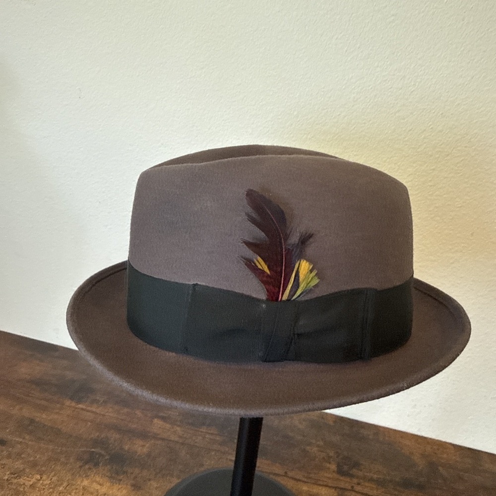 Style Brand Supreme Quality 1940s Fur Felt Fedora Grey Unworn Hat Size 7 1/8